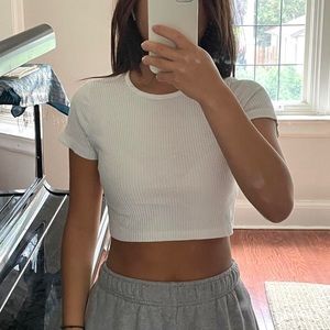 LIONESS / DAHLI- Ribbed White Crop Top